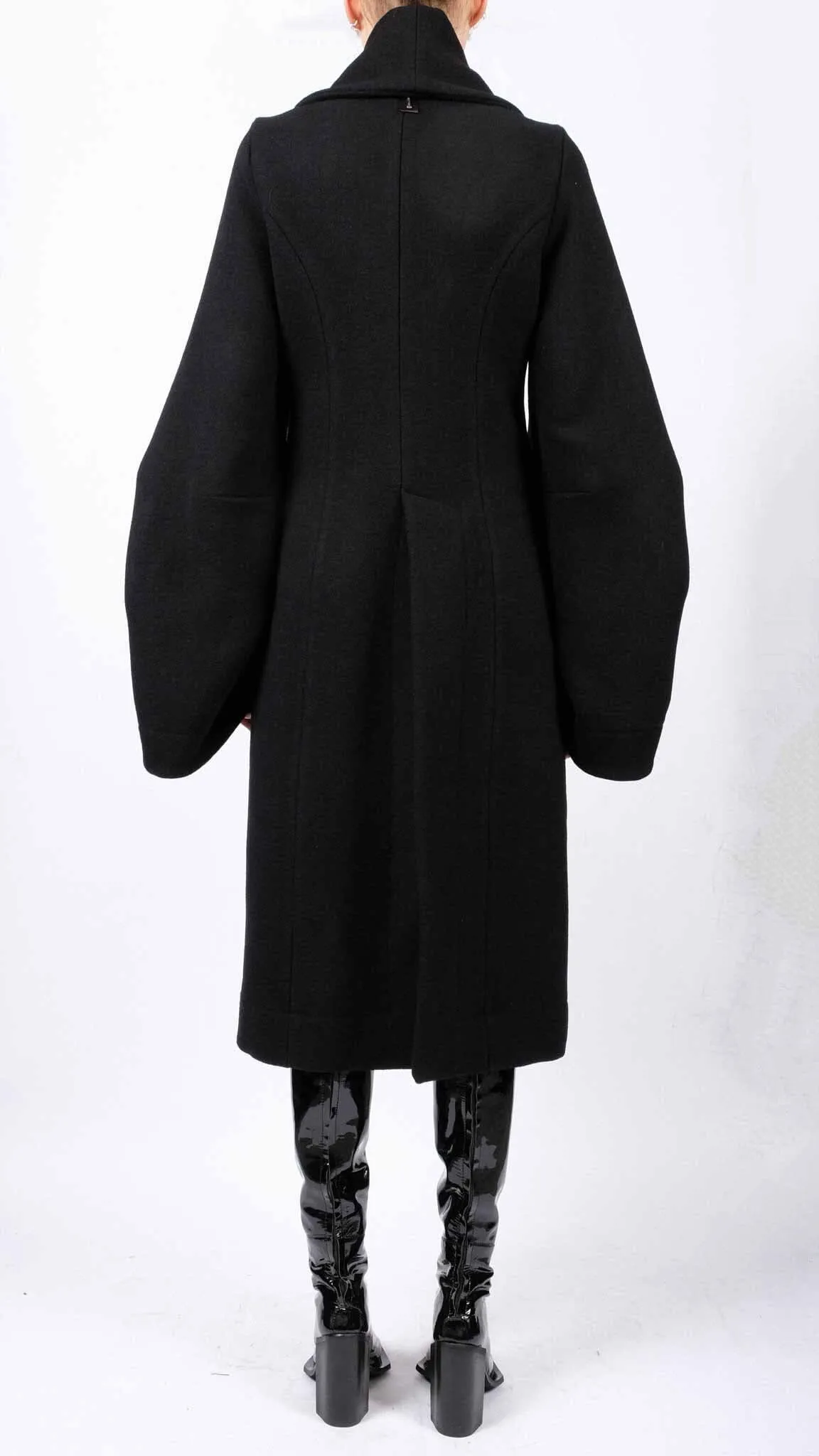 Midi Wool Coat with Sleeve Detail