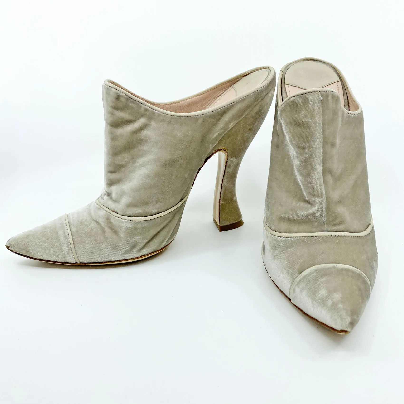 Miu Miu 18th C. Style Velvet Mules
