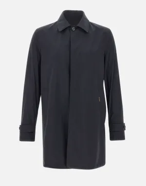 Morer Vittor Blue Stretch Trench Coat