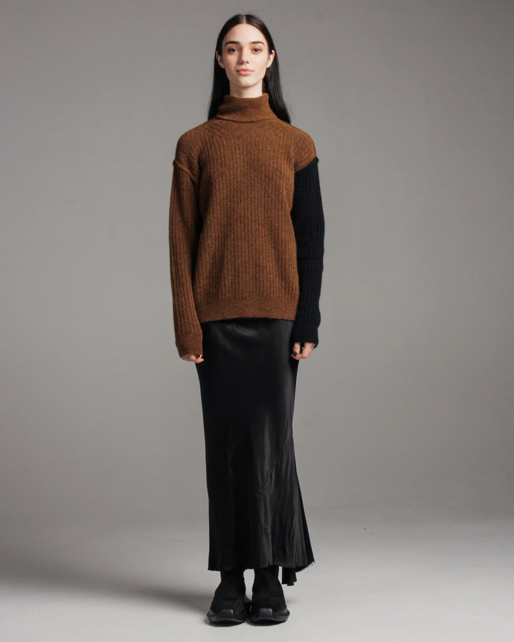 Mustard & Black High Neck Knit