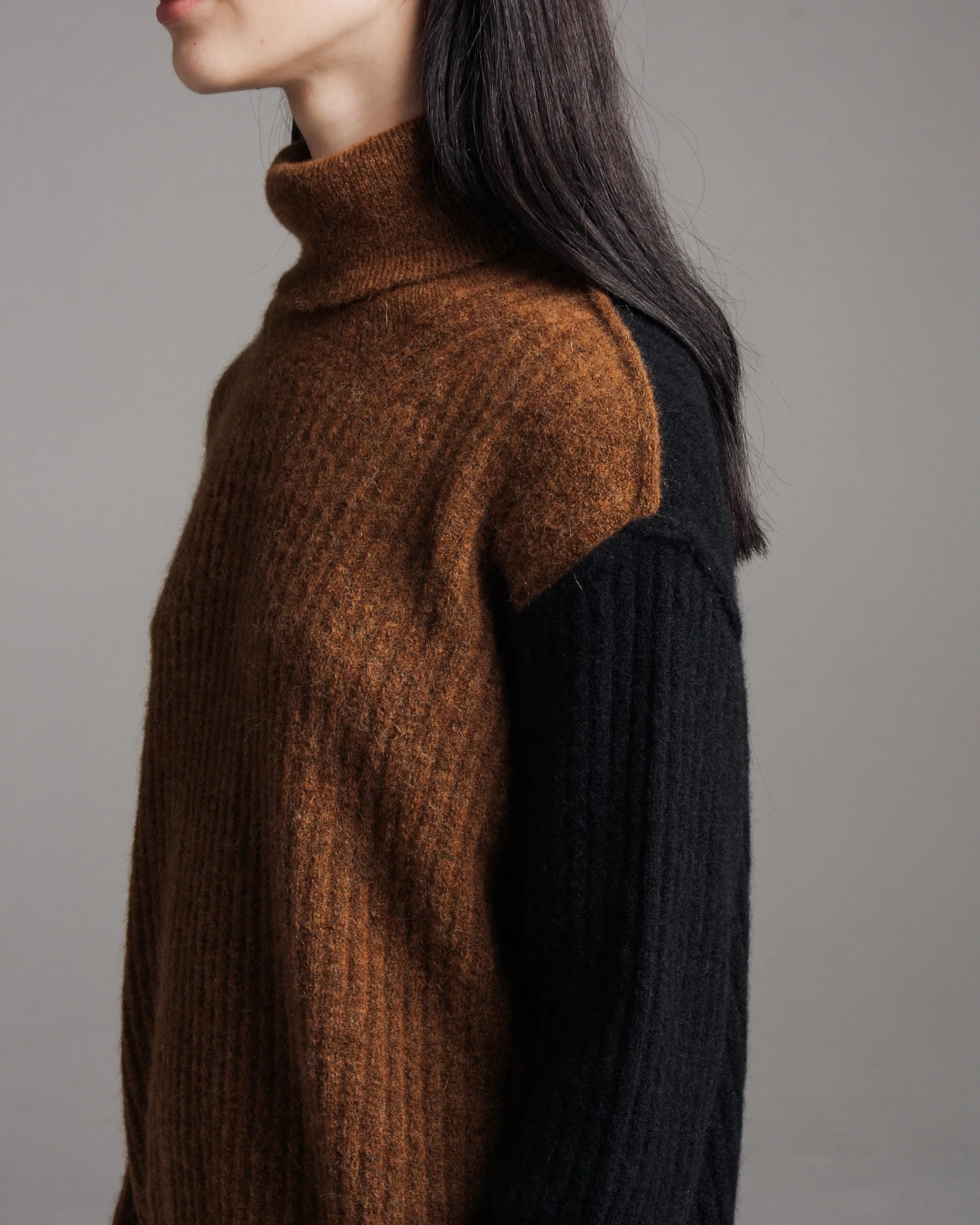 Mustard & Black High Neck Knit