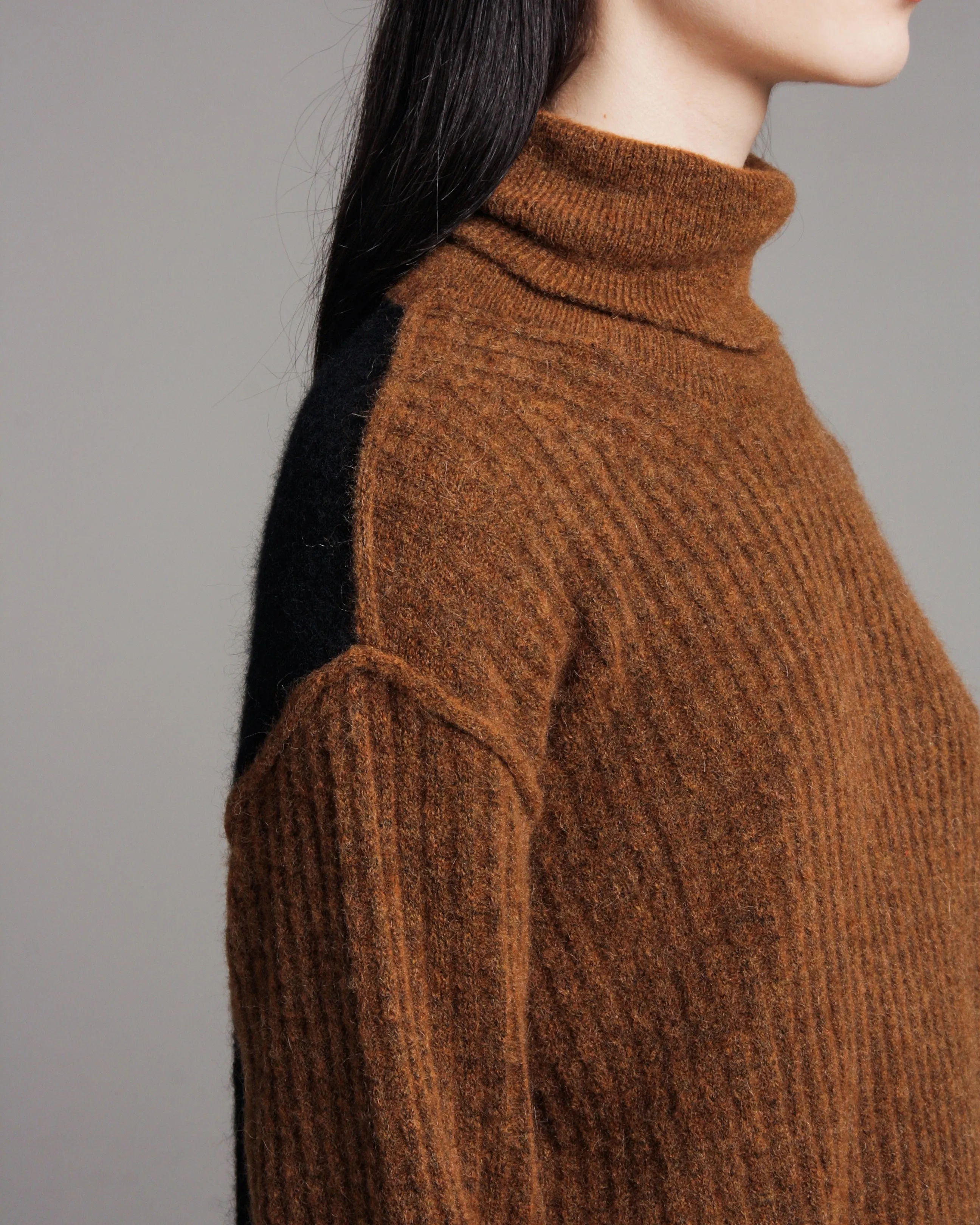 Mustard & Black High Neck Knit