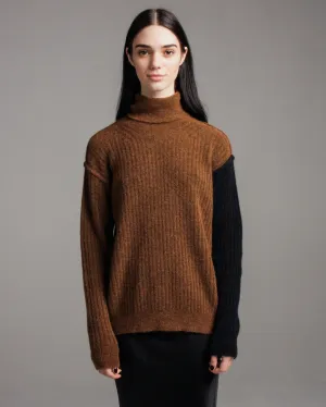 Mustard & Black High Neck Knit