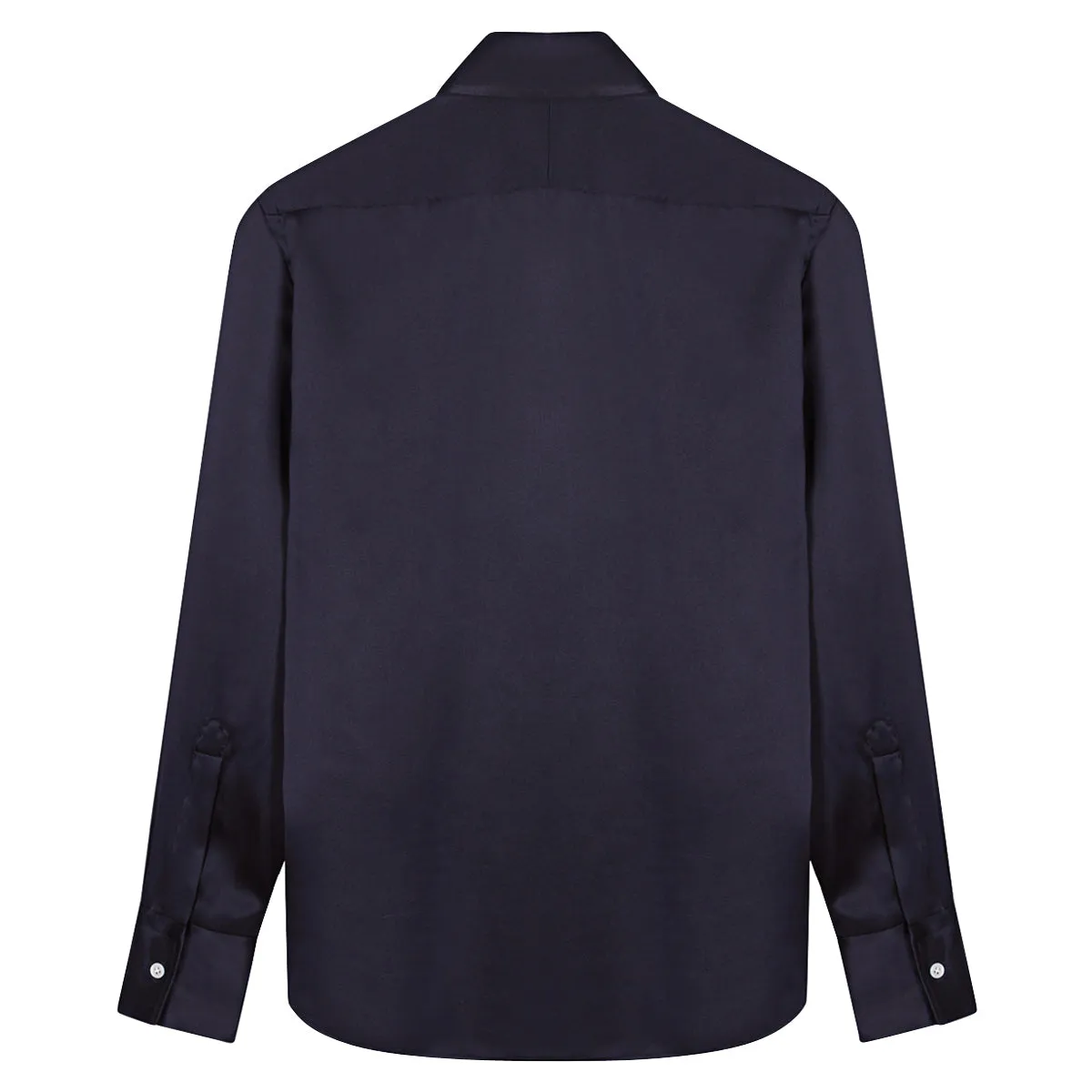 Navy Point Collar Silk Shirt