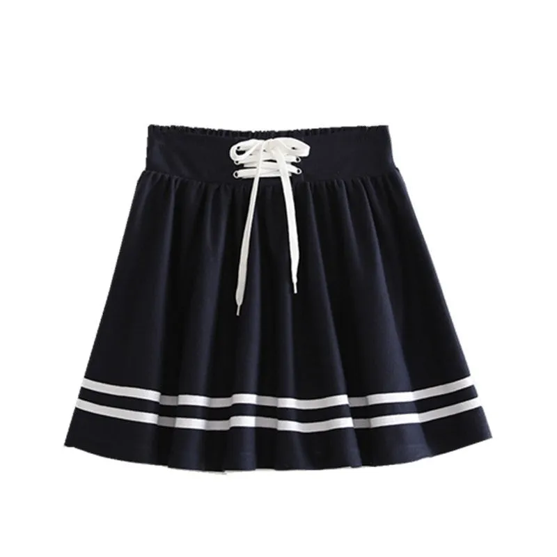 NAVY PURE COLOR STRAPPY SKIRT UB2642
