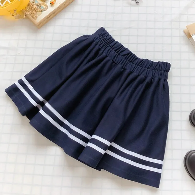 NAVY PURE COLOR STRAPPY SKIRT UB2642
