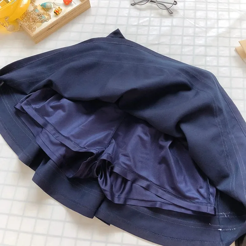 NAVY PURE COLOR STRAPPY SKIRT UB2642