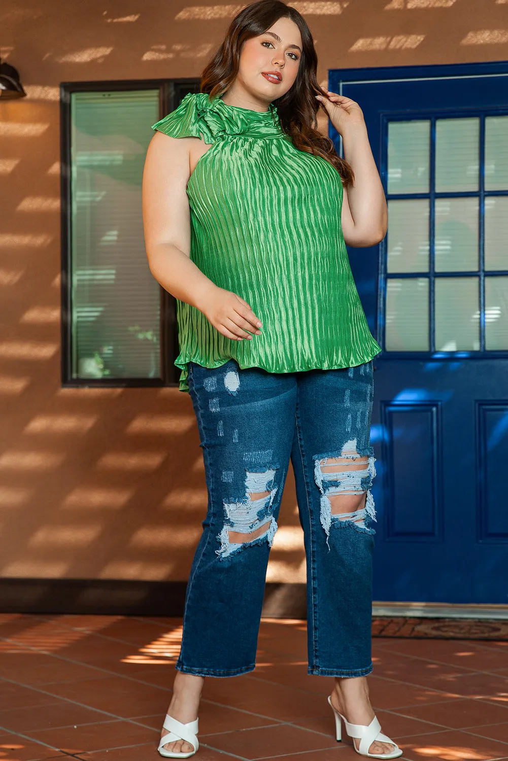 Neck Knotted Plus Size Tank Top