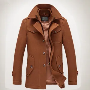 new arrival 2016 mens autumn and winter high quality basical wool blends jackets and coats single button  pea coat