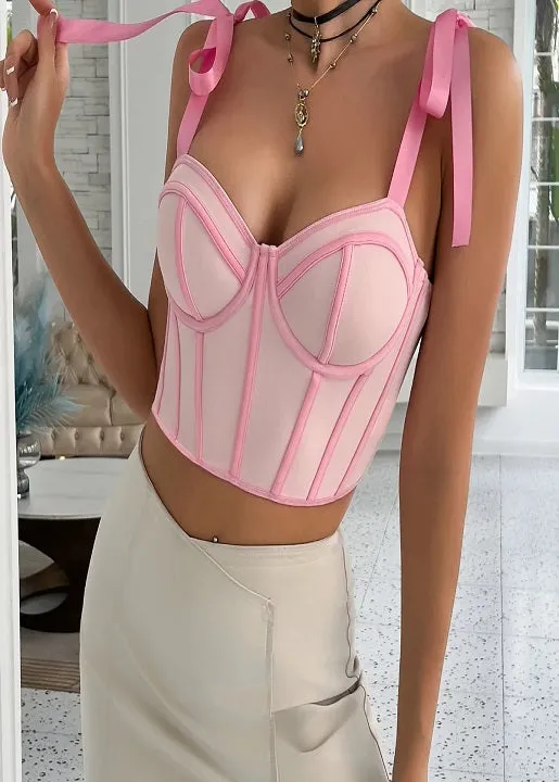 New Fashion Bandage Camisoles Sexy Lace-up Corset  Backless Tunics Crop Top CODE: KAR3358