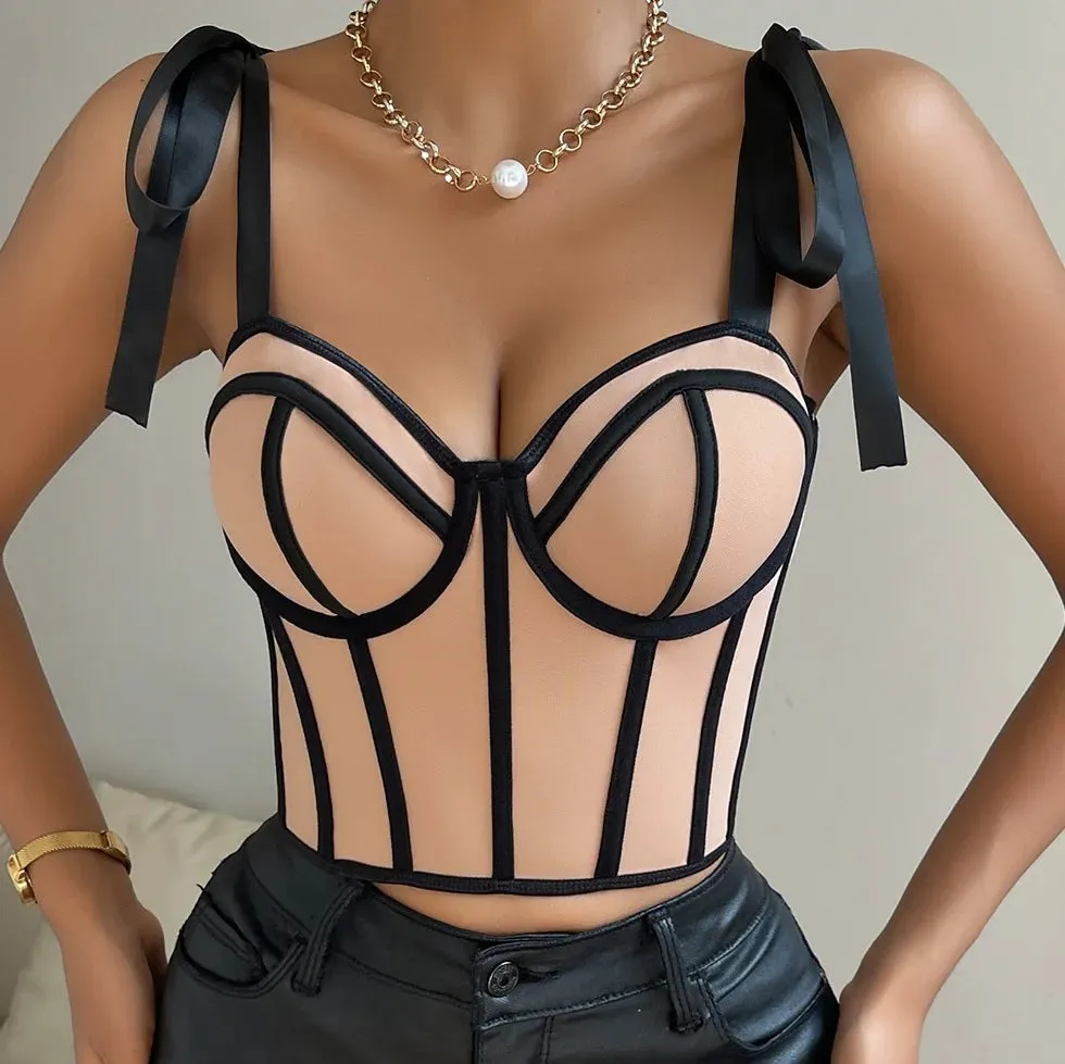 New Fashion Bandage Camisoles Sexy Lace-up Corset  Backless Tunics Crop Top CODE: KAR3358