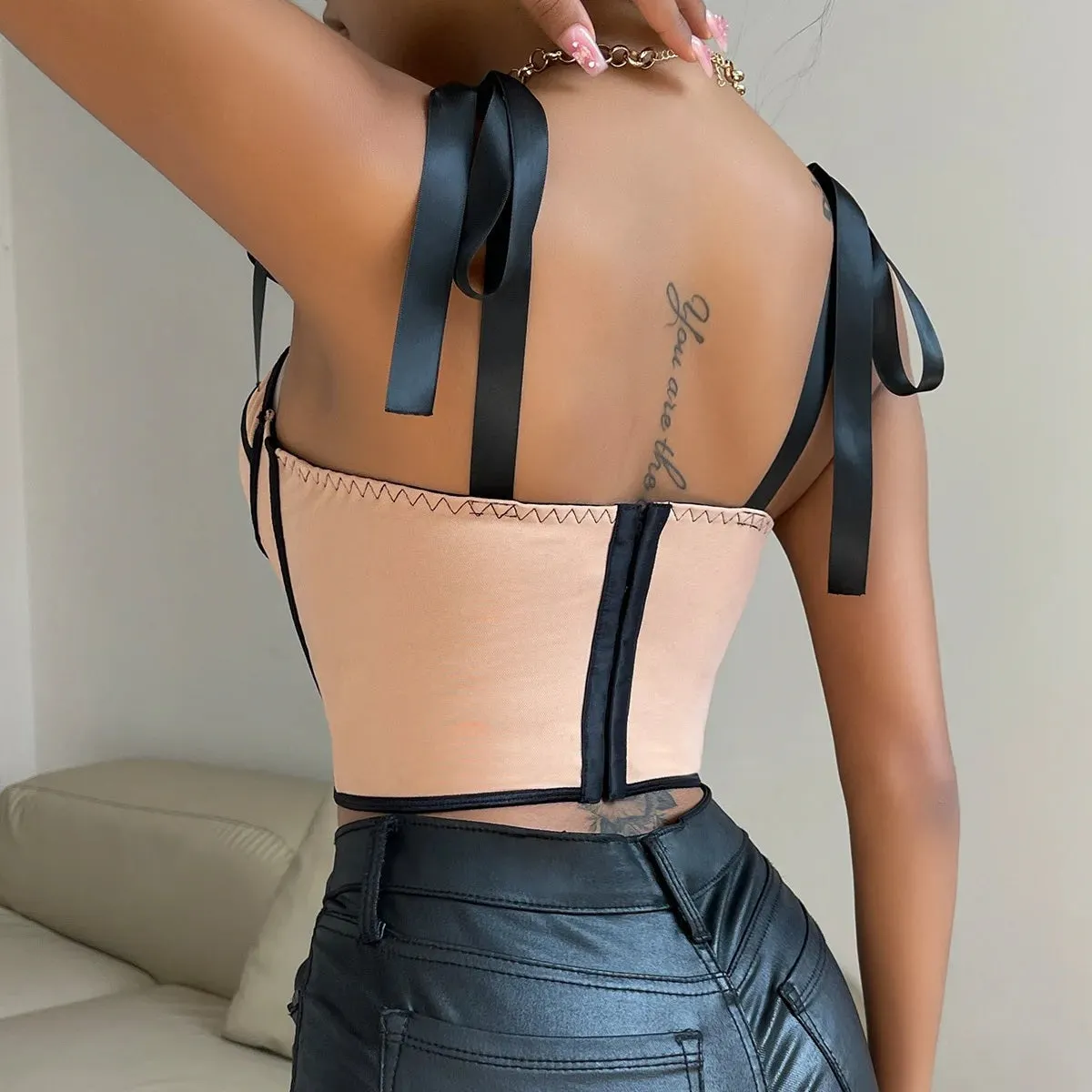 New Fashion Bandage Camisoles Sexy Lace-up Corset  Backless Tunics Crop Top CODE: KAR3358
