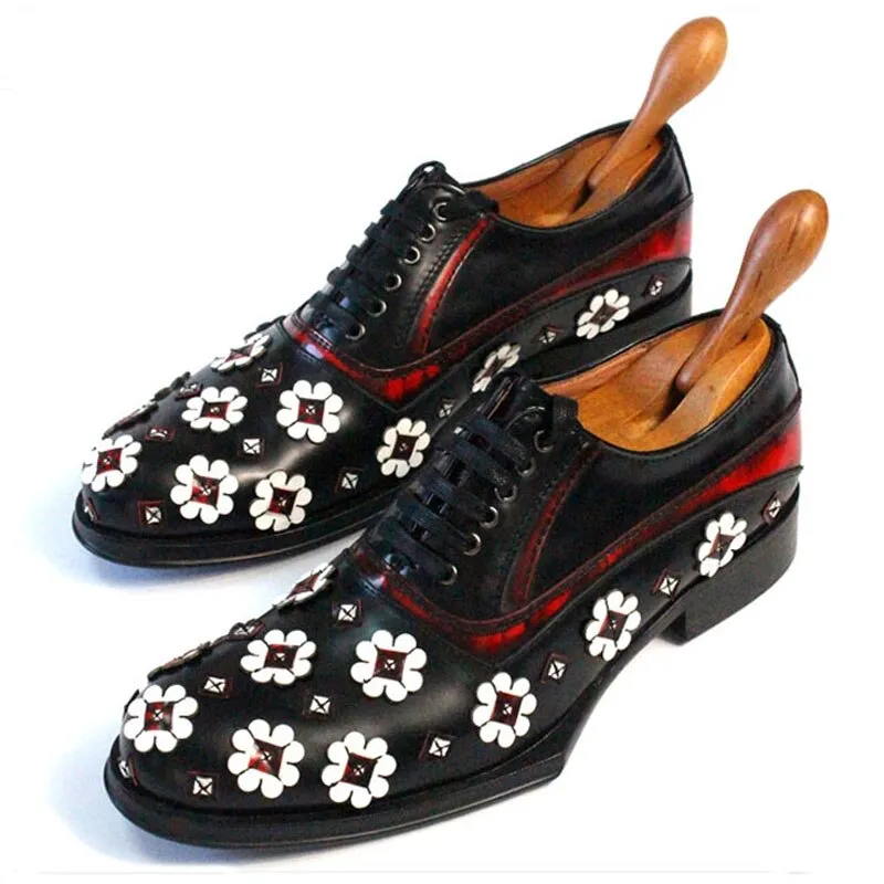 New Men Dress Shoes Genuine Leather Black Thick Platform