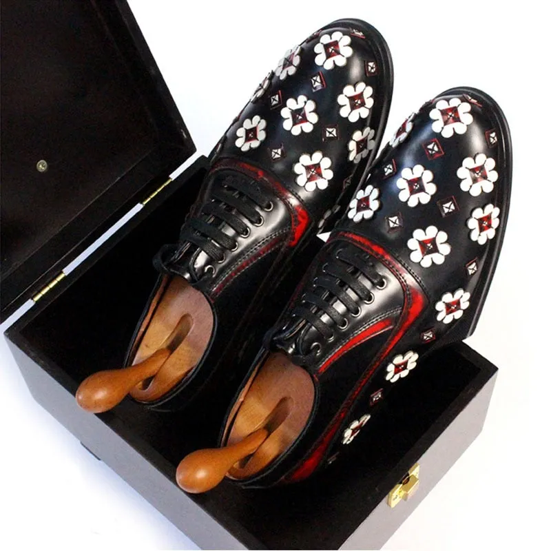 New Men Dress Shoes Genuine Leather Black Thick Platform