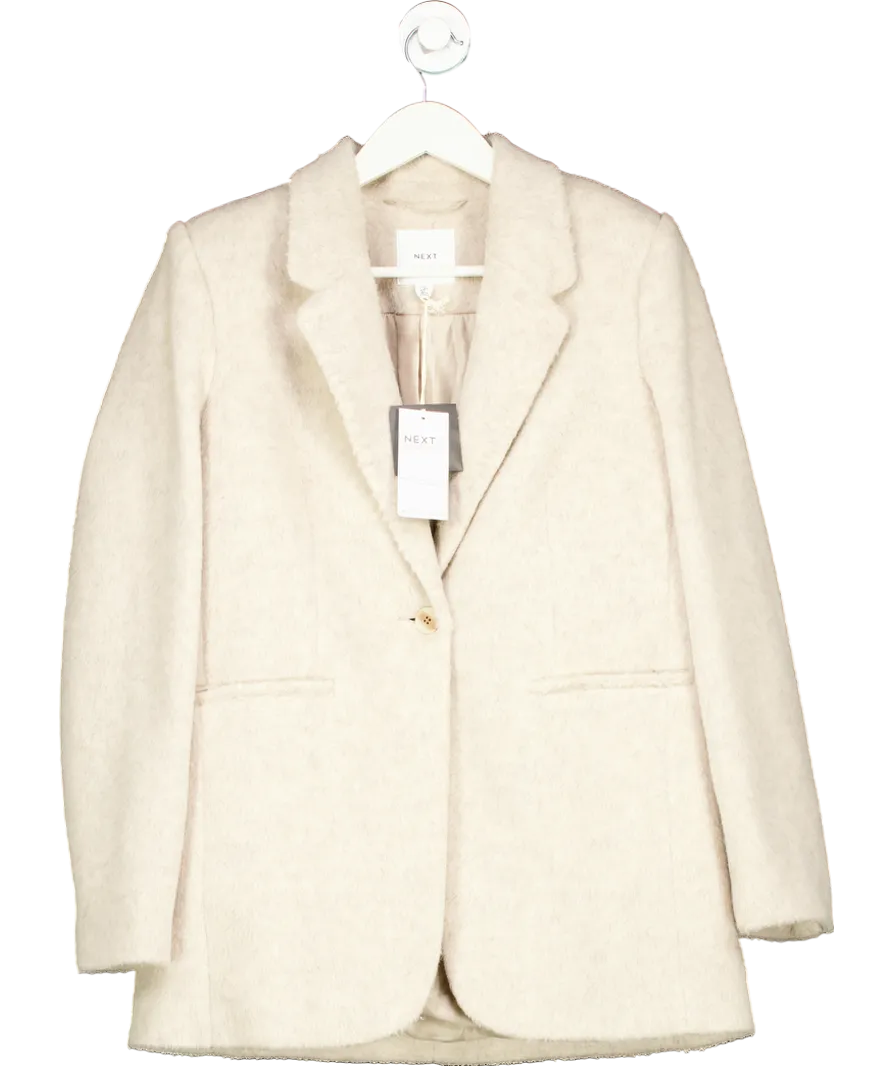Next Beige Responsible Fabric Wool Blend Jacket UK 12