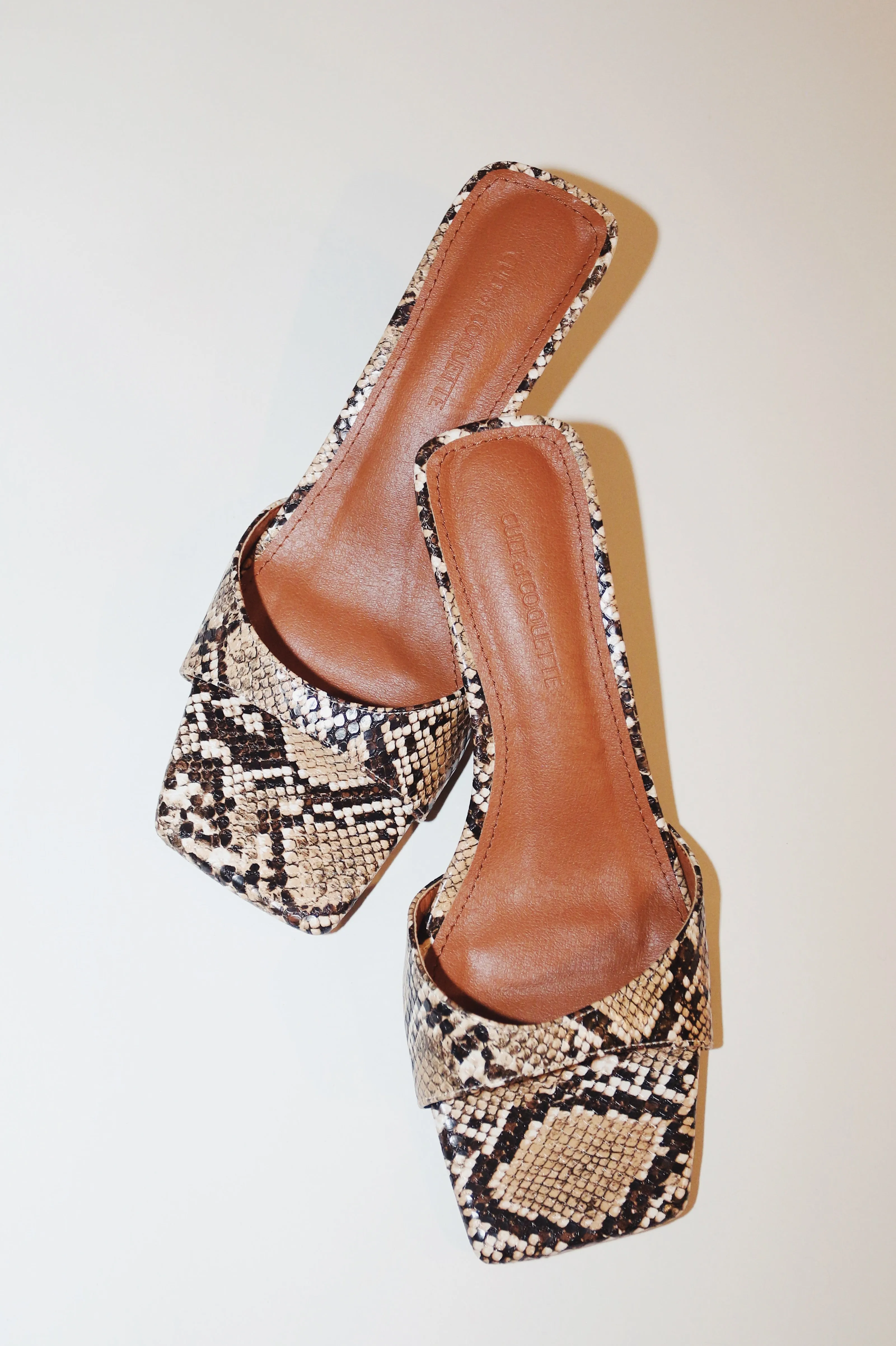 Olivia Tan Snake Mules 55 mm