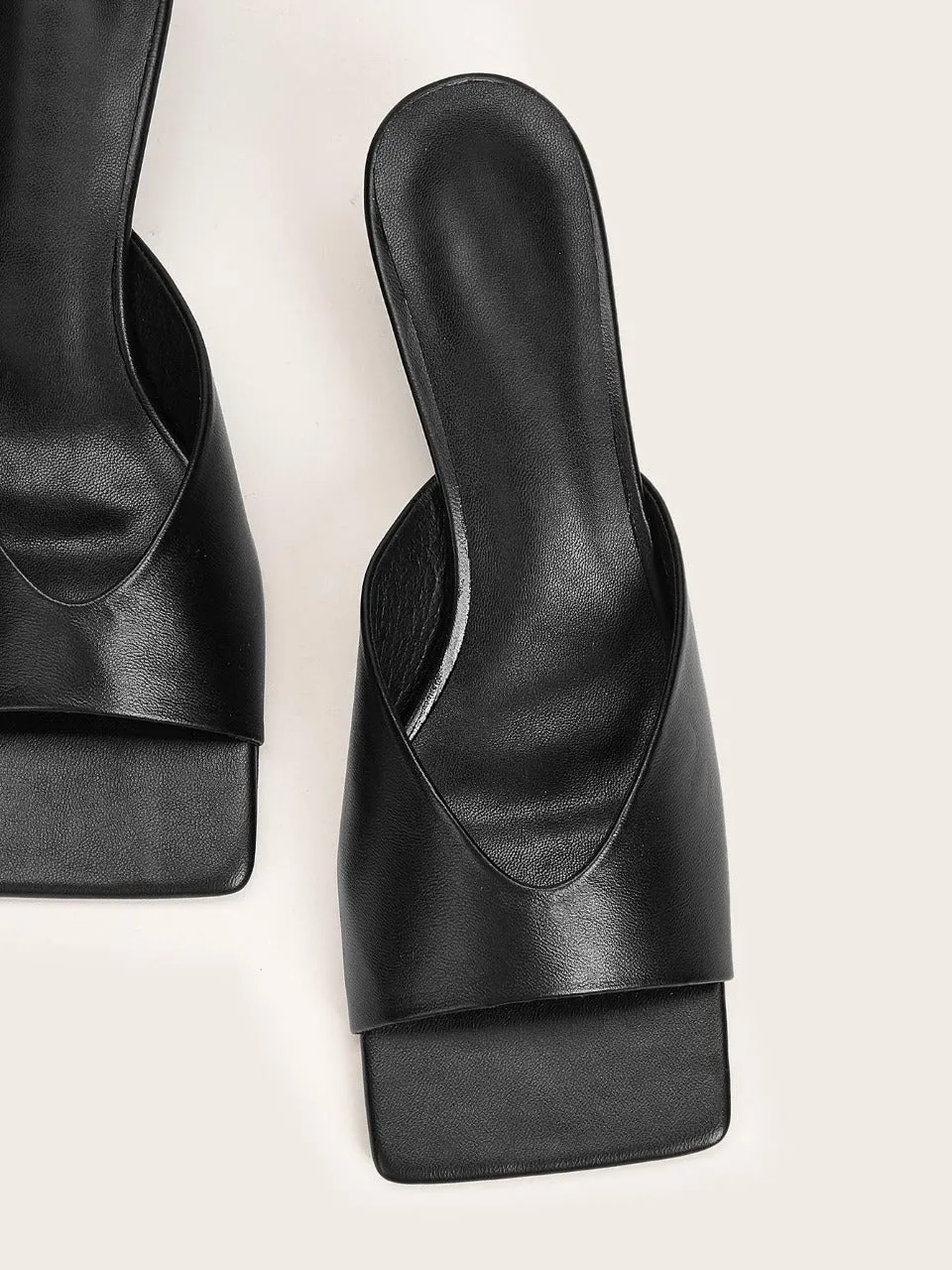 Open Toe Heeled Mules  - Black - FD ⚡