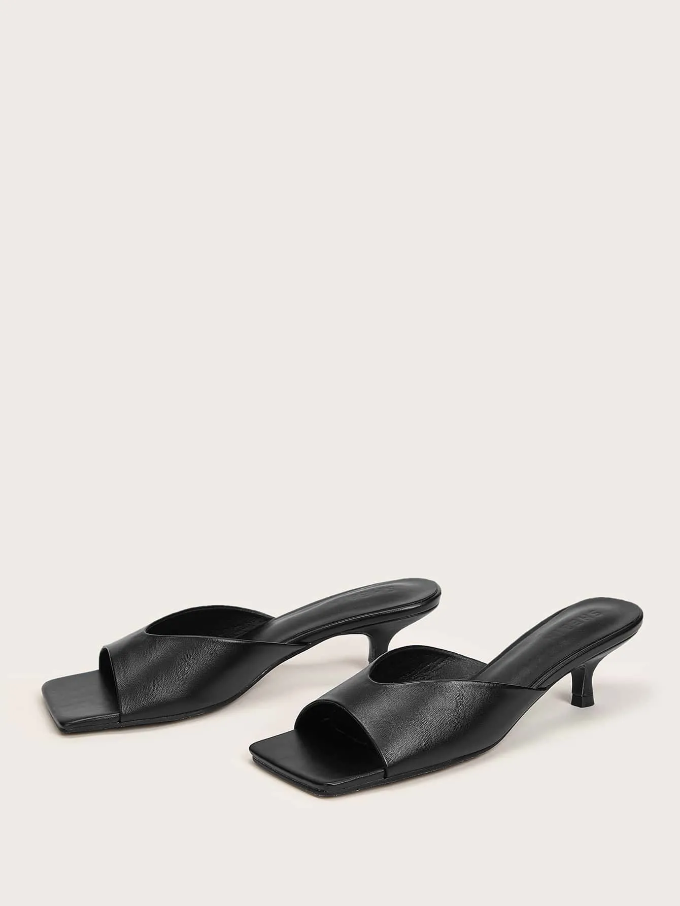 Open Toe Heeled Mules  - Black - FD ⚡