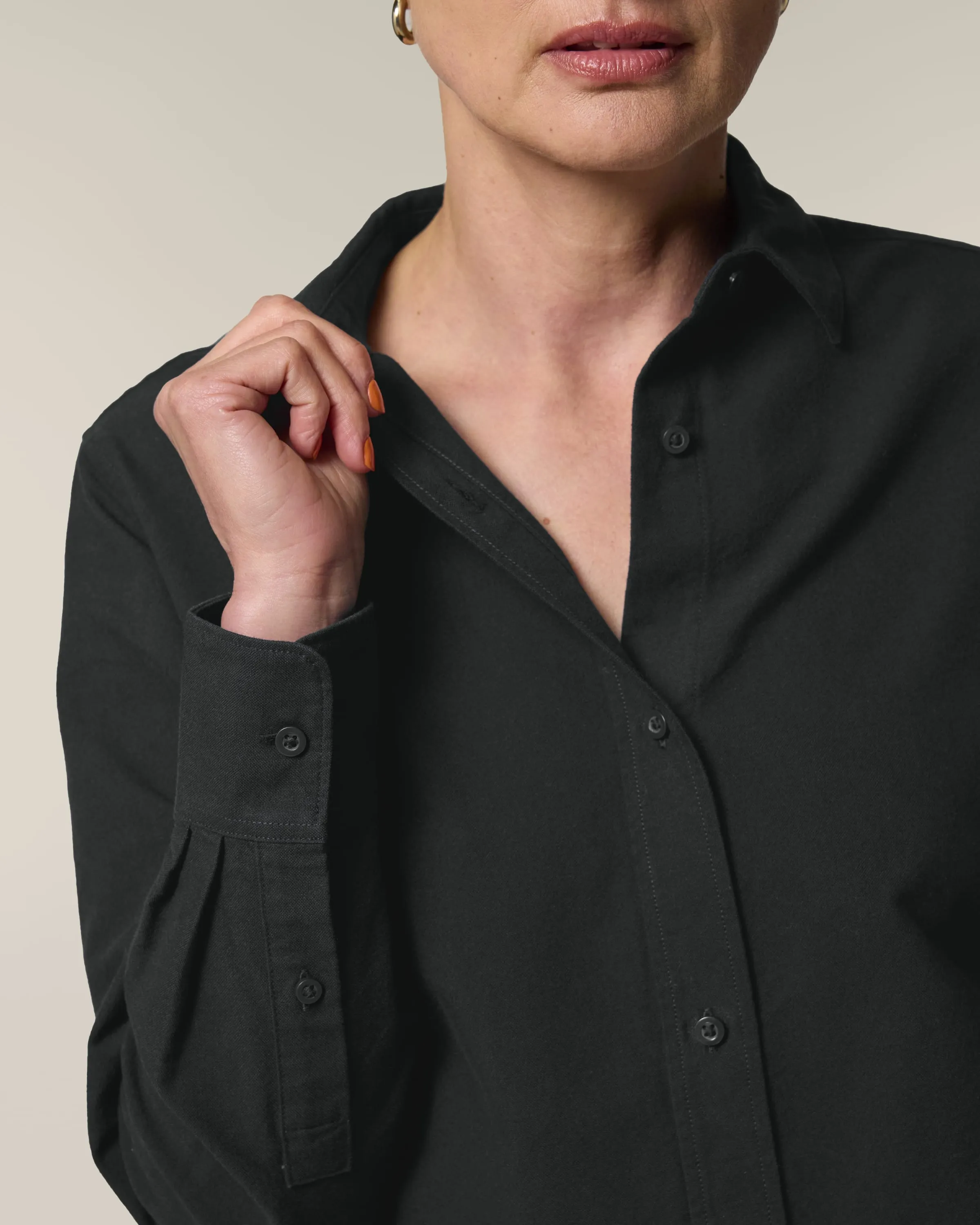 Organic Cotton Oxford Long Sleeve Shirt: Womens