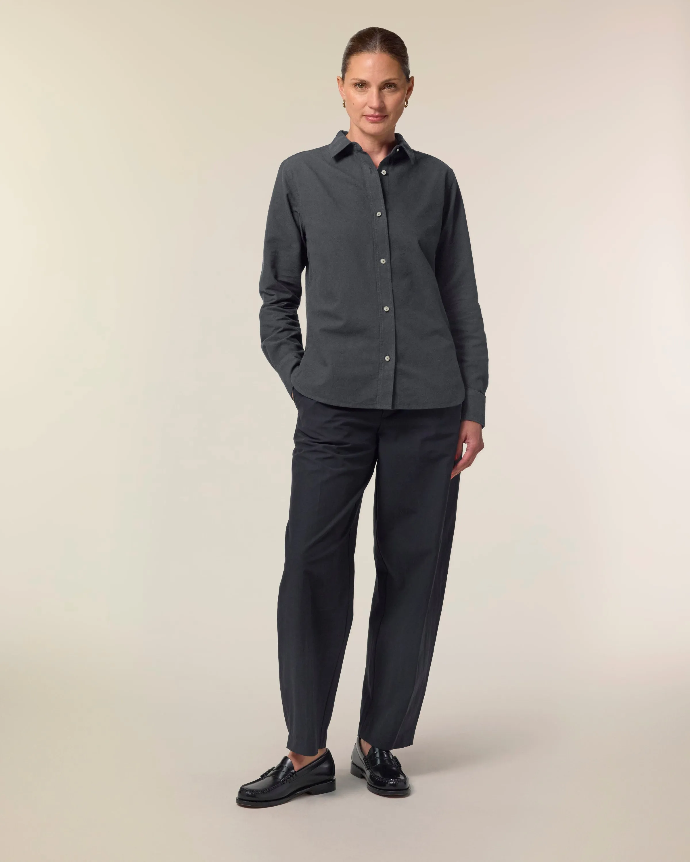 Organic Cotton Oxford Long Sleeve Shirt: Womens