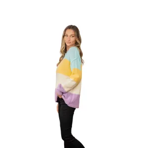 Pastel Color Block Exposed Seam Sweater
