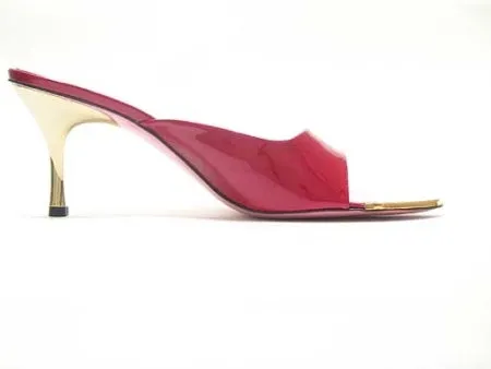 Patent Mules with Gold Heels