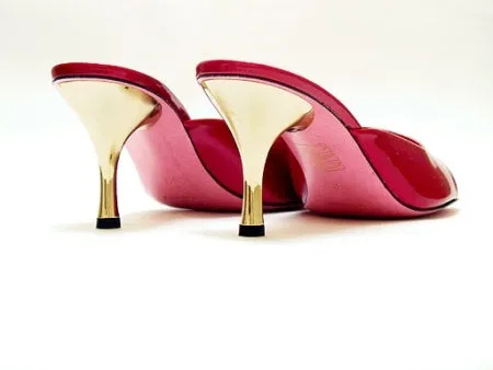 Patent Mules with Gold Heels