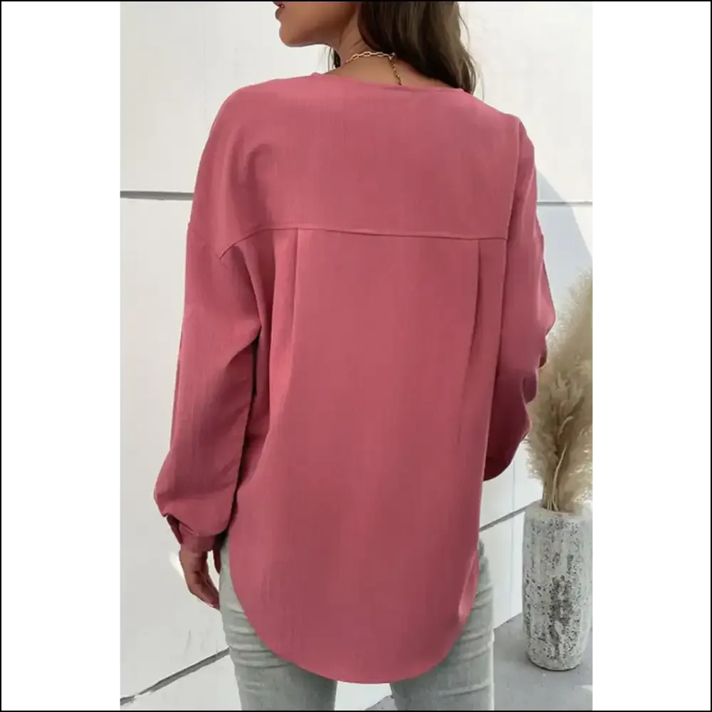 Perfee Pleated Detail Side Slit Blouse