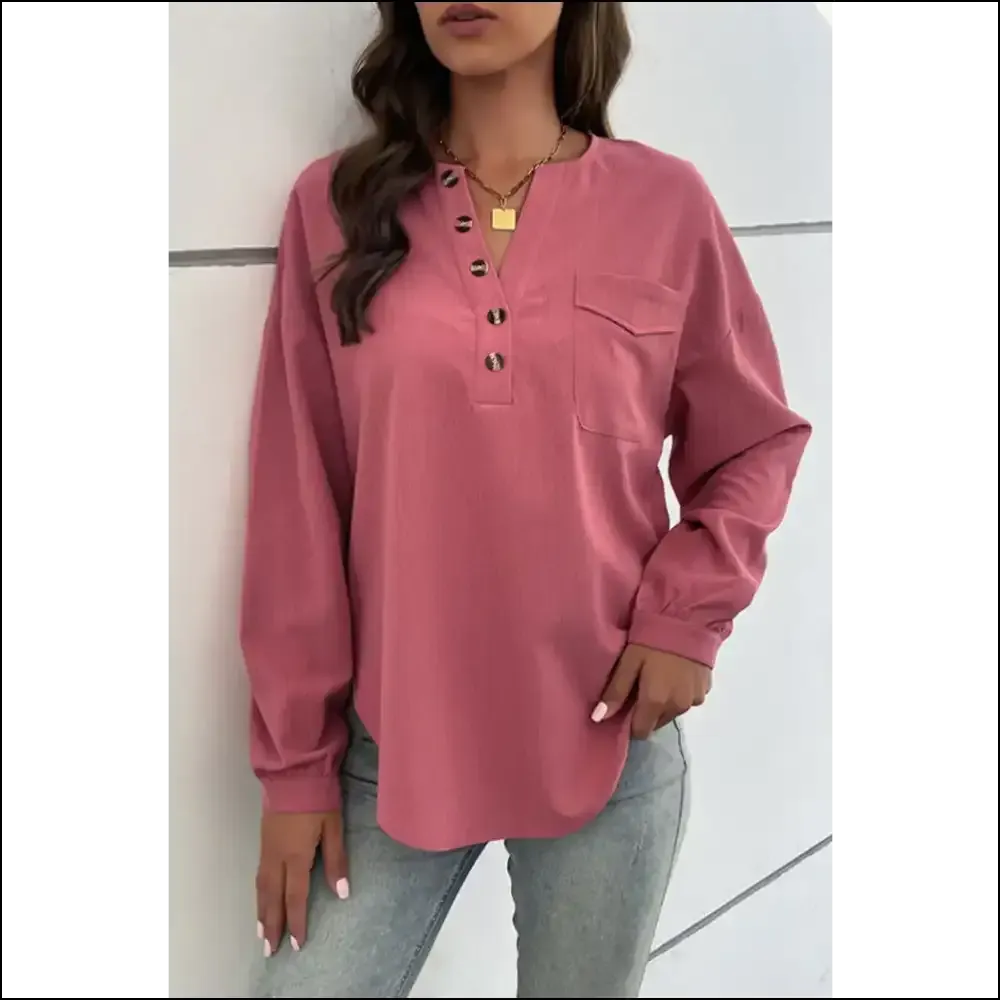 Perfee Pleated Detail Side Slit Blouse