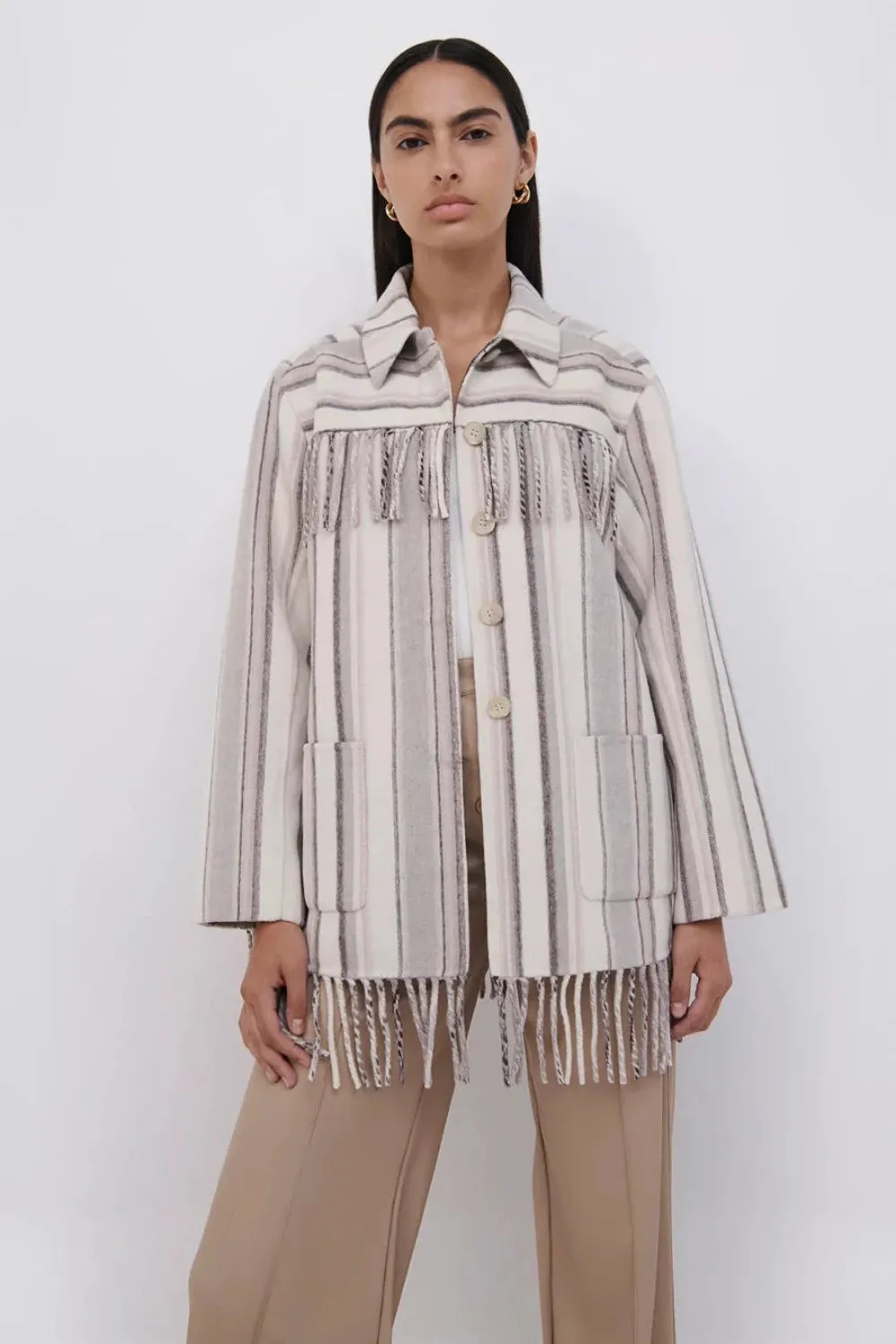 Pierre Double Faced Wool Fringe Jacket