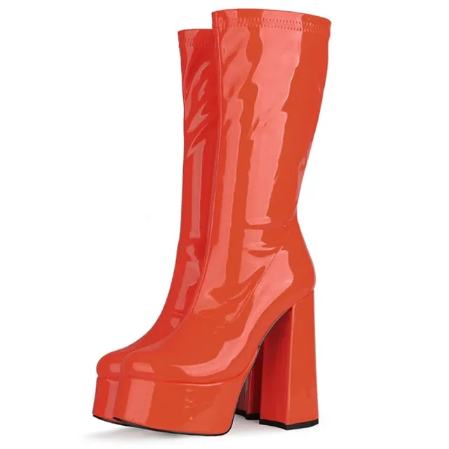 PLATFORM CALF HIGH BOOTS