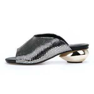 Plus size 33-43 New Women sandals round heels open toe slingback summer shoes ladies dress shoes female mules