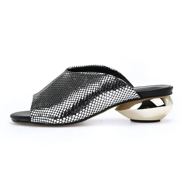 Plus size 33-43 New Women sandals round heels open toe slingback summer shoes ladies dress shoes female mules