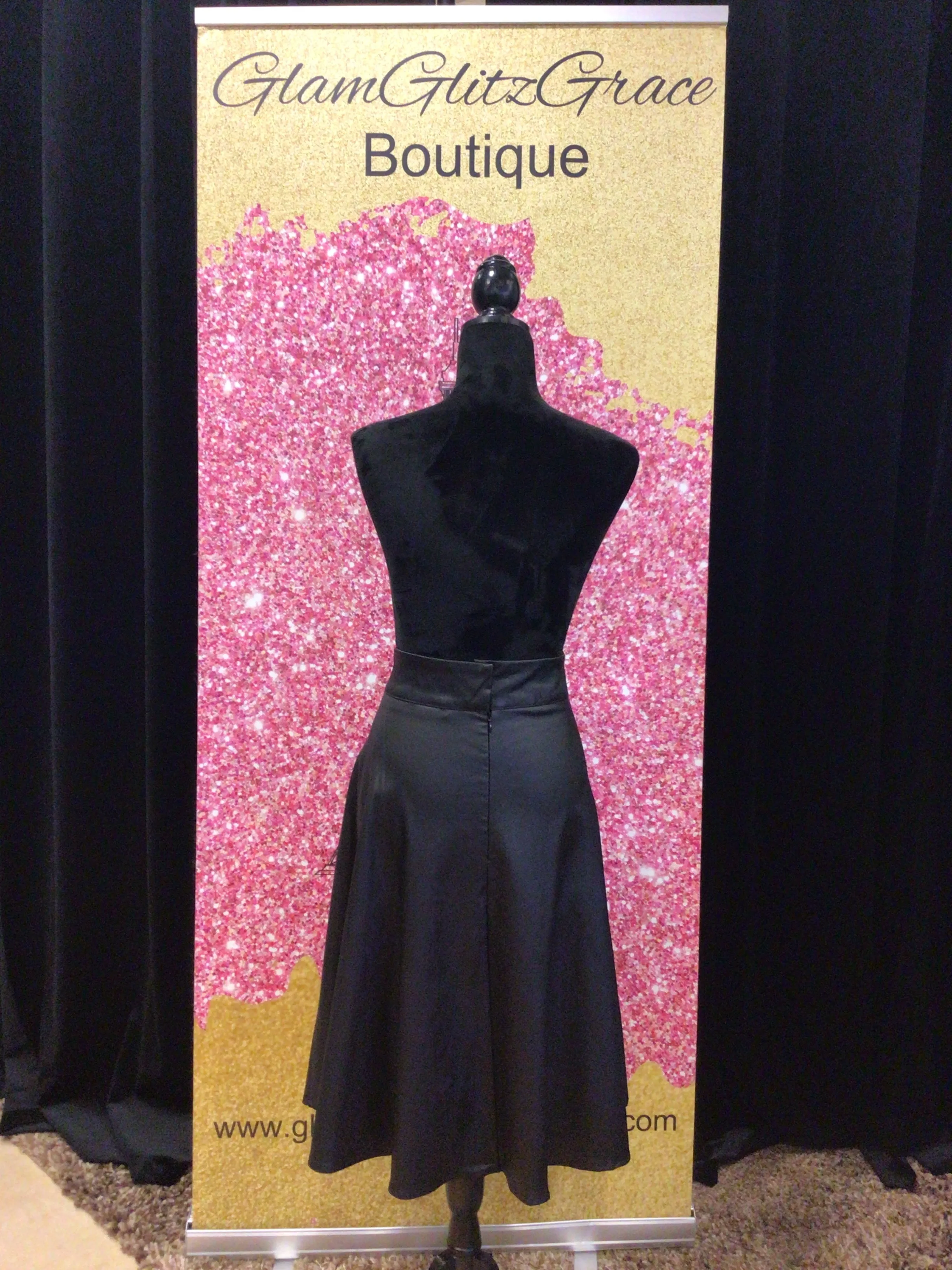 Plus Size Black Pleather Zippered Skirt