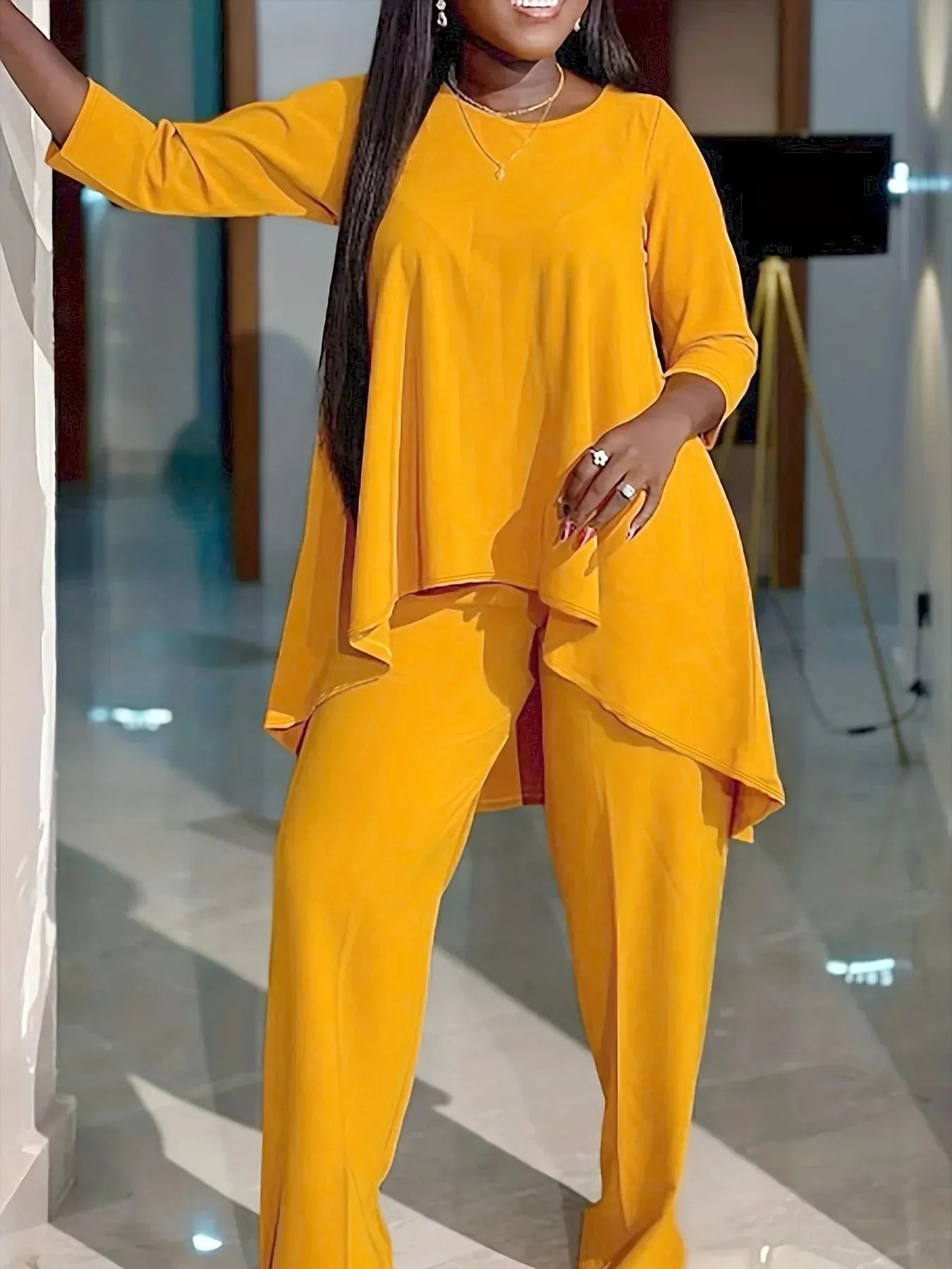 Plus Size Blouse & Pants Sets Two Piece Set Casual Fall Outfits