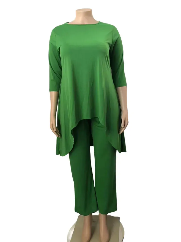 Plus Size Blouse & Pants Sets Two Piece Set Casual Fall Outfits