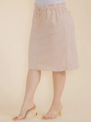 PLUS SIZE ELASTIC WAIST FRONT POCKETS MIDI SKIRT