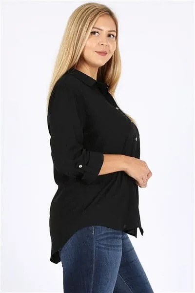 Plus Size Koshibo Blouse Top Black - Pack of 6