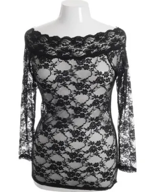 Plus Size See Through Lace Stretchy Long Sleeve