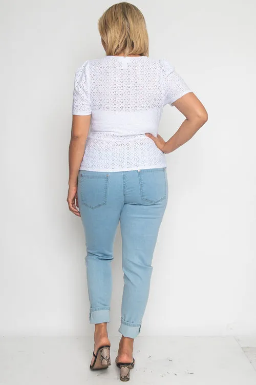 Plus Size Short Sleeve  Top (JT13947)