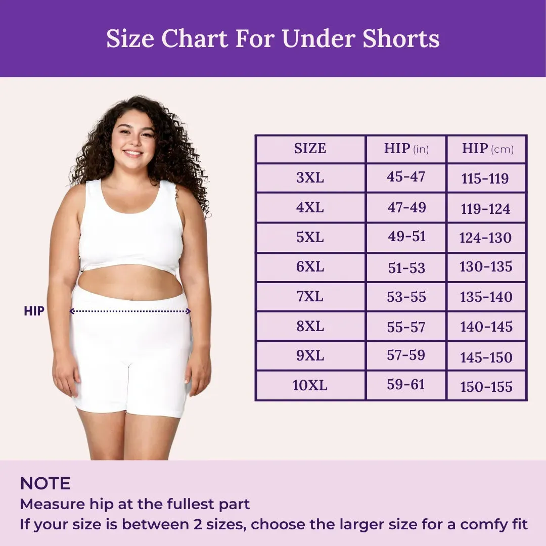 Plus Size Undershorts | High Waist | Full Coverage | Thigh Length | Chafe Free & Itch Free | Pack Of 3