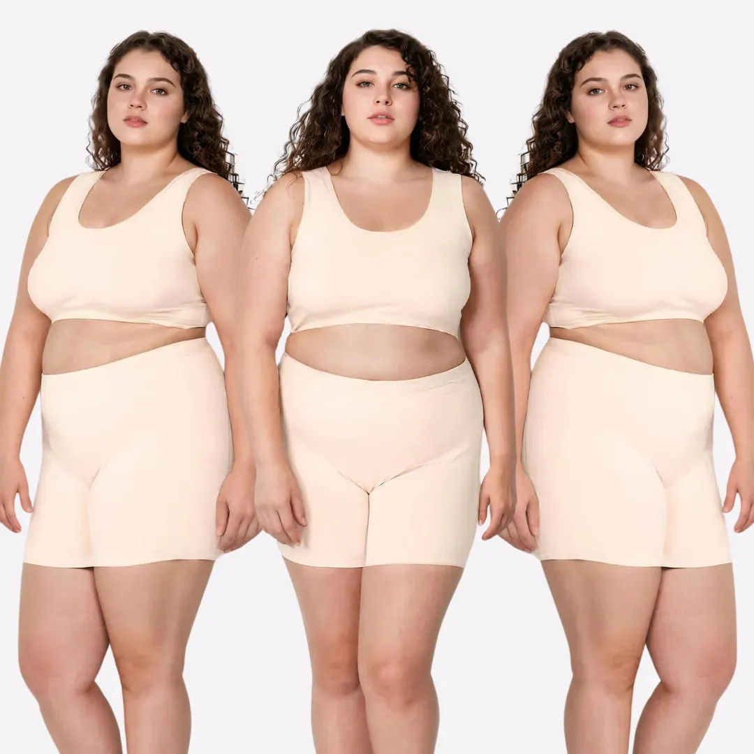 Plus Size Undershorts | High Waist | Full Coverage | Thigh Length | Chafe Free & Itch Free | Pack Of 3