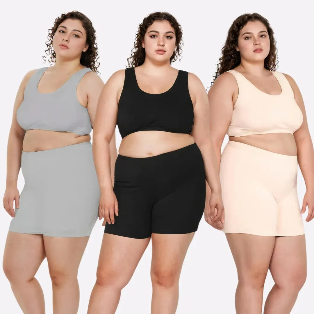 Plus Size Undershorts | High Waist | Full Coverage | Thigh Length | Chafe Free & Itch Free | Pack Of 3