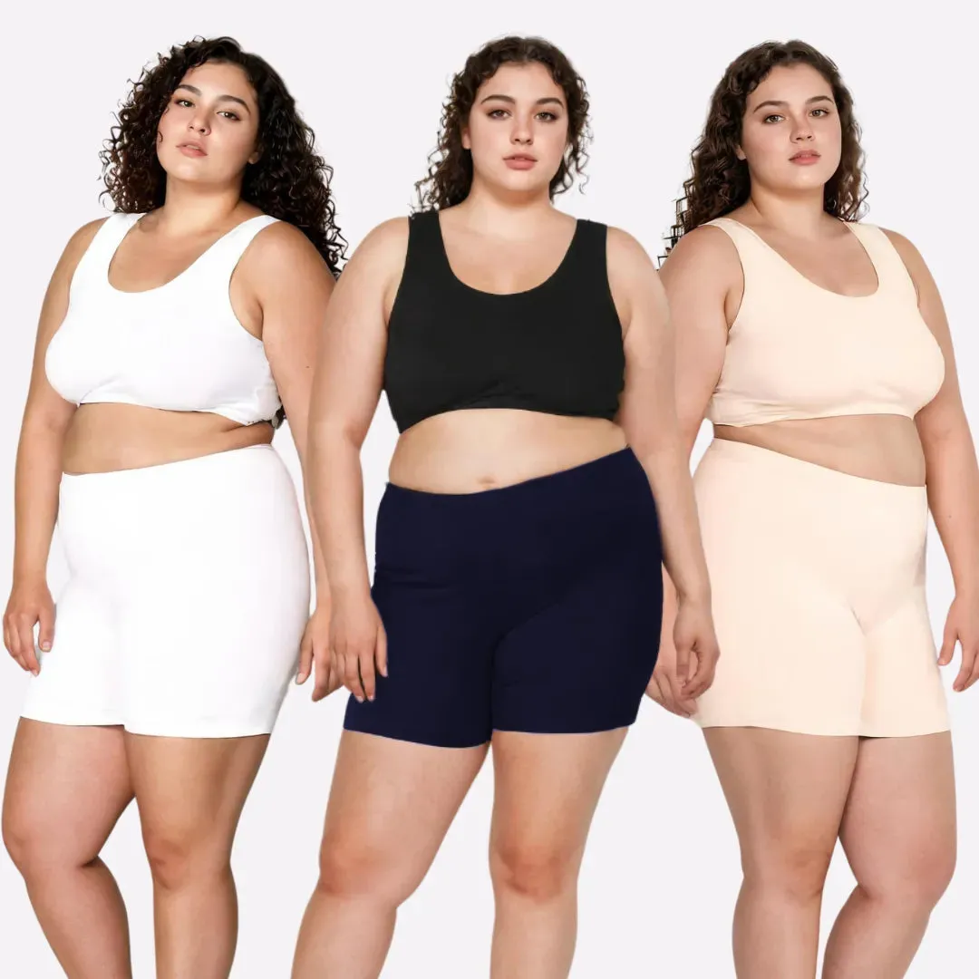 Plus Size Undershorts | High Waist | Full Coverage | Thigh Length | Chafe Free & Itch Free | Pack Of 3