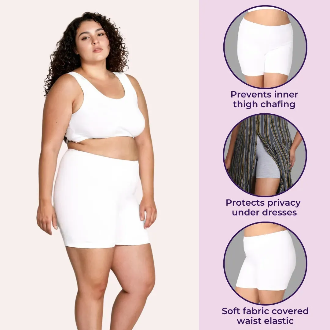Plus Size Undershorts | High Waist | Full Coverage | Thigh Length | Chafe Free & Itch Free | Pack Of 3