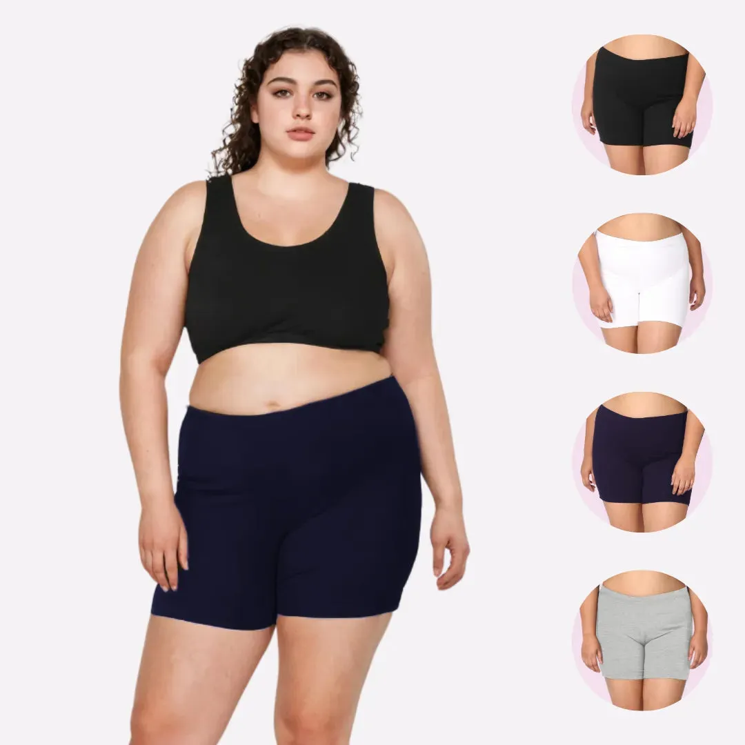 Plus Size Undershorts | High Waist | Full Coverage | Thigh Length | Chafe Free & Itch Free | Pack Of 4