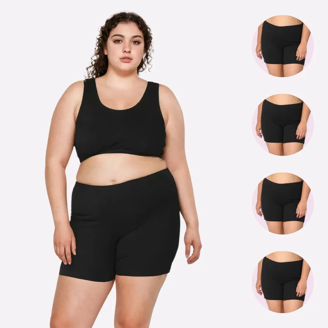 Plus Size Undershorts | High Waist | Full Coverage | Thigh Length | Chafe Free & Itch Free | Pack Of 4