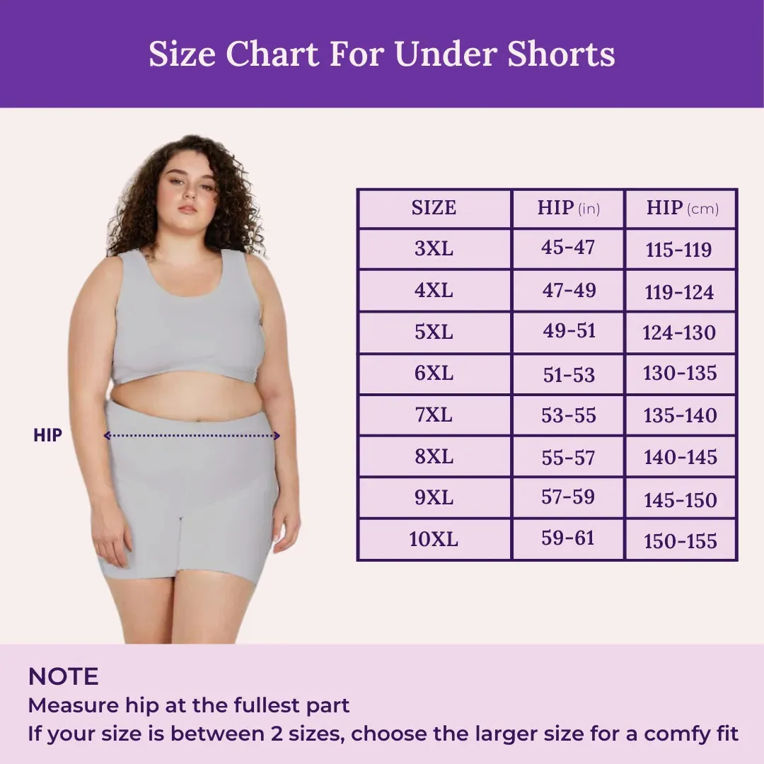 Plus Size Undershorts | High Waist | Full Coverage | Thigh Length | Chafe Free & Itch Free | Pack Of 4