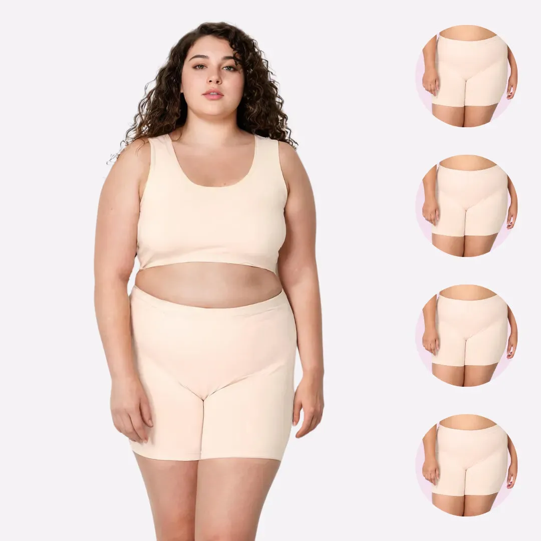 Plus Size Undershorts | High Waist | Full Coverage | Thigh Length | Chafe Free & Itch Free | Pack Of 4
