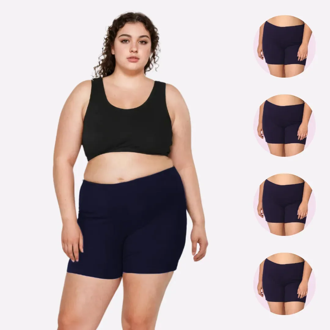 Plus Size Undershorts | High Waist | Full Coverage | Thigh Length | Chafe Free & Itch Free | Pack Of 4